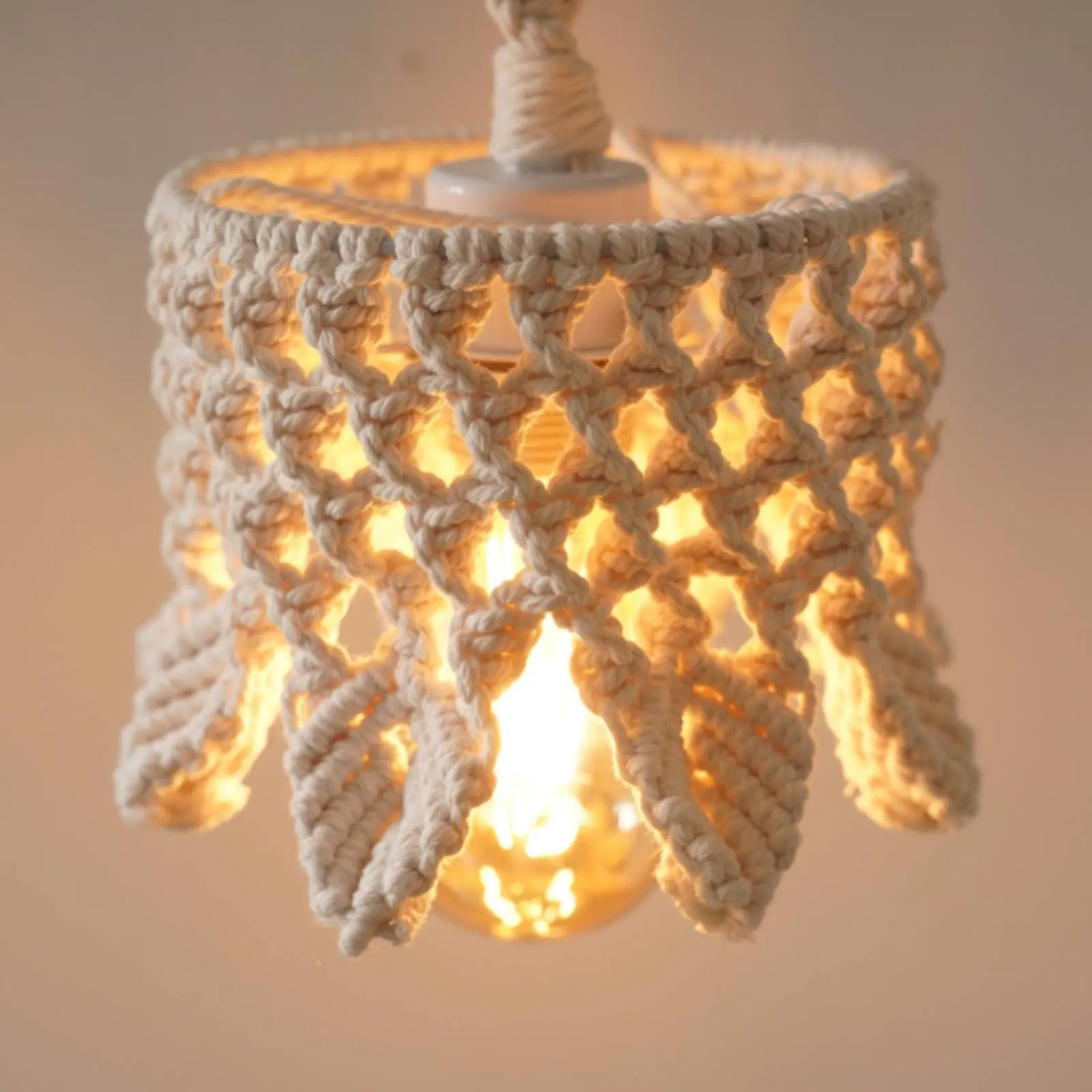 

Bohemian Hanging Shade Decorative Macrame Lampshade Handmade Cotton Lampshade Indoor Lighting for Bedroom