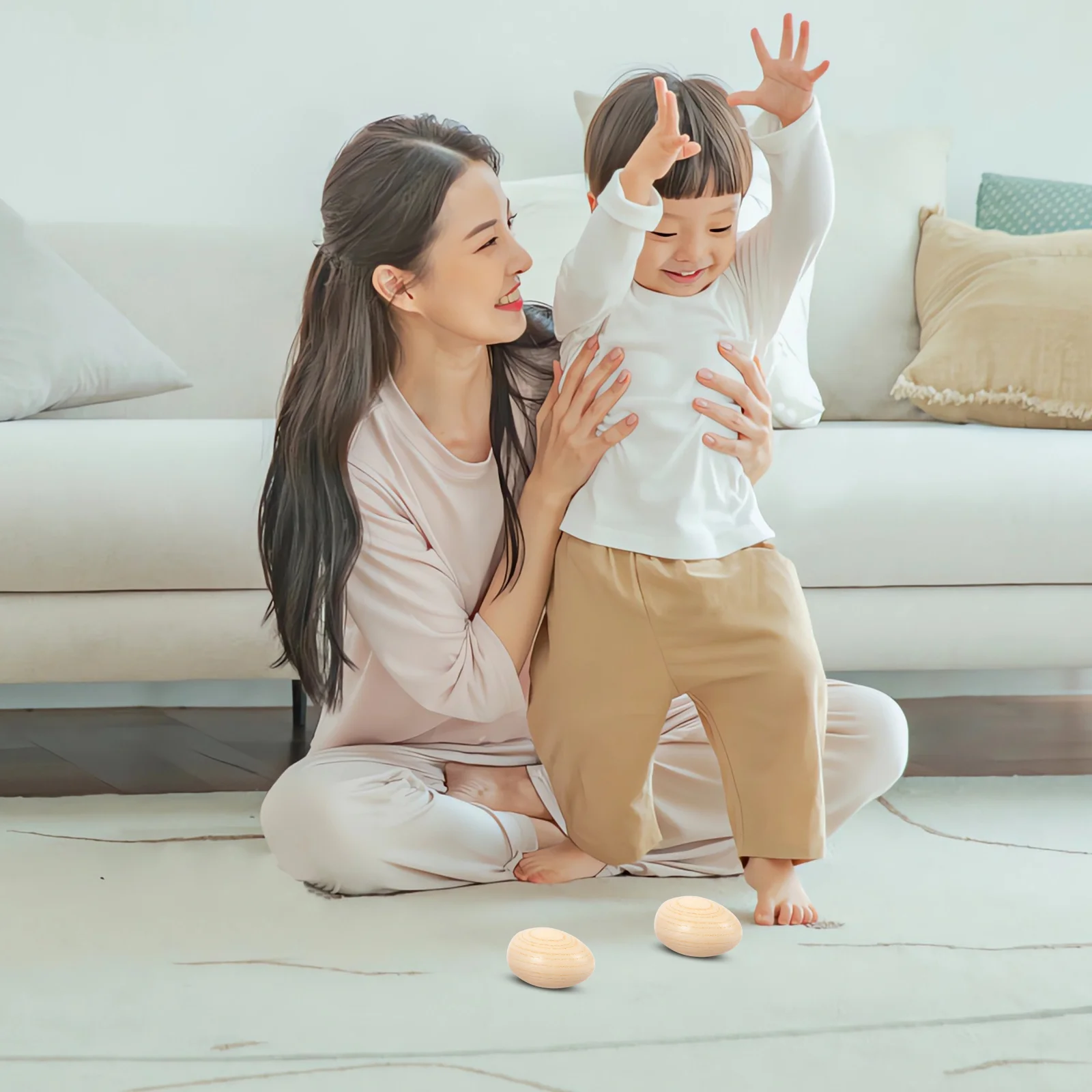 2-teiliges Spielzeug für Kleinkinder, Holz-Ei, Musikinstrument, Maracas, Baby-Shaker, Percussion