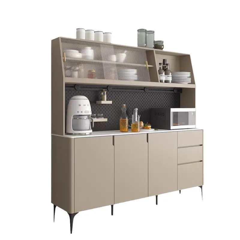 

Household rock slab dining side cabinet dining room kitchen living room hole board solid wood high cabinet storage wine cabinet