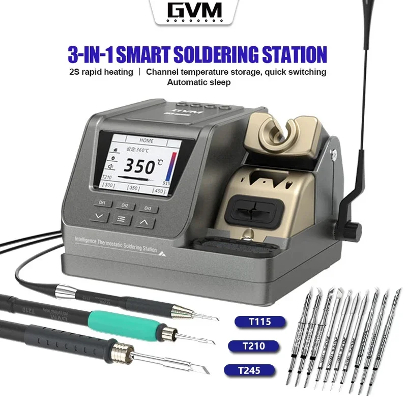 GVM H3 3-in-1 Smart Soldering Station Supports T245/T210/T115 Handle, Suitable for Mobile Phone Repair Welding Station Tools