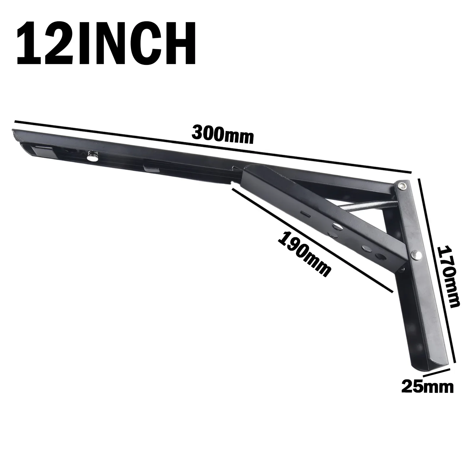 Folding Fixed Shelf Brackets Black 8 10 12 14inch Heavy Duty Steel Collapsible Shelf Hinge For Work Bench Table Counter