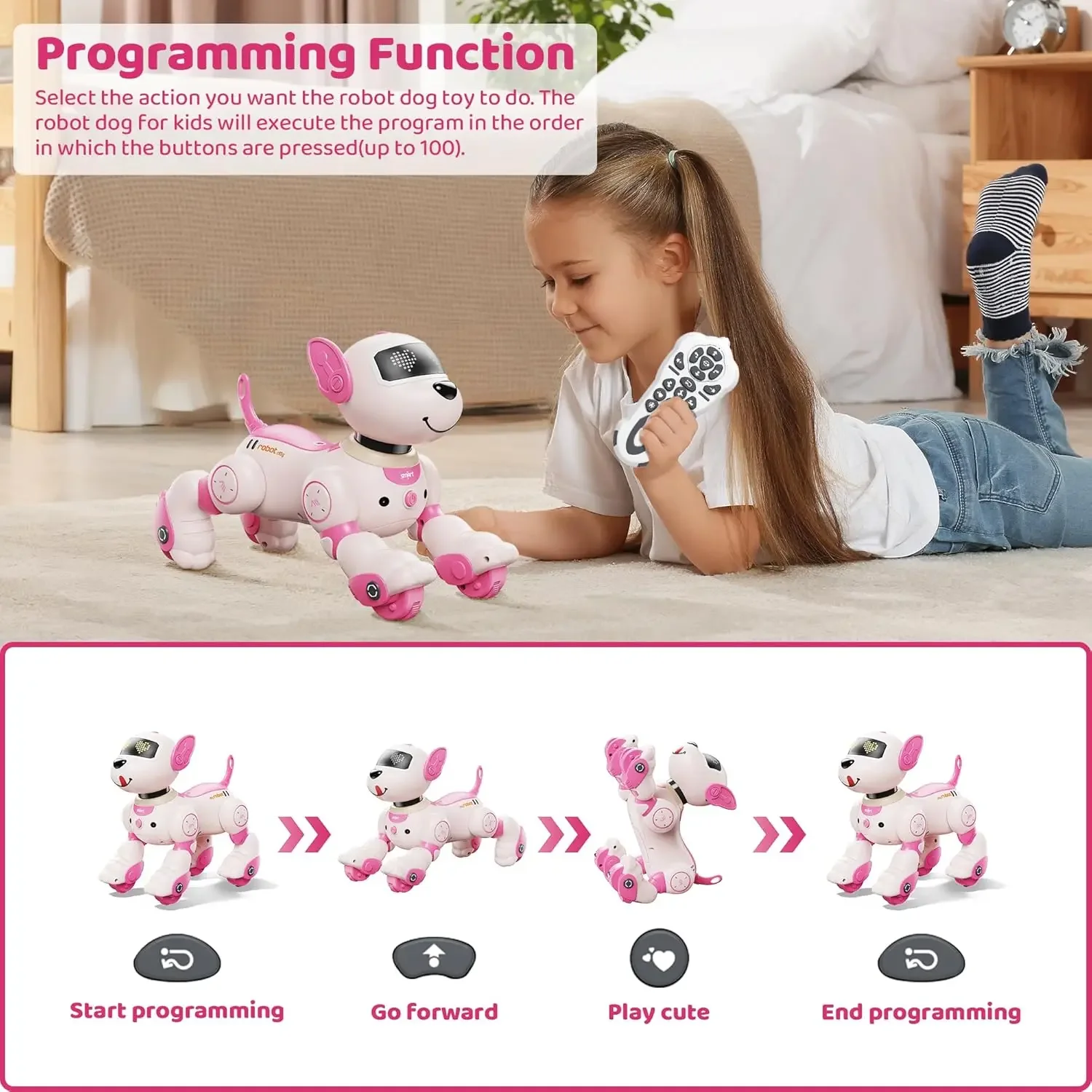 Rc cachorro inteligente Robot perro juguete acrobacias Control remoto Diy programación voz interactiva niños electrónicos mascota perro regalos