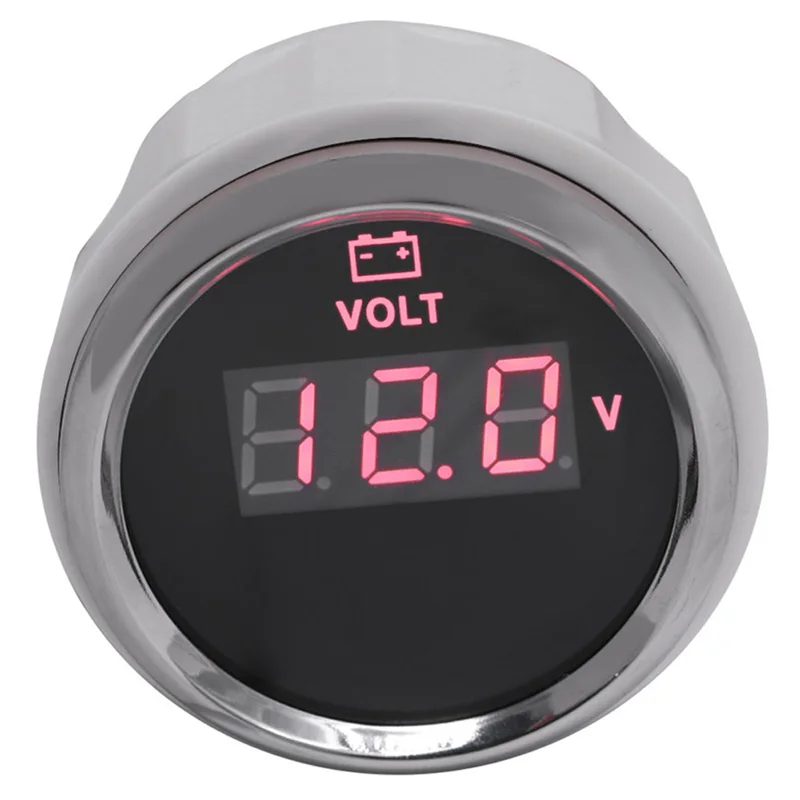 

52mm Digital Voltmeters Modified 8-32vdc Display Auto Volt Meters Marine Black Voltage Gauges with Red Backlight Sus316L Bezel