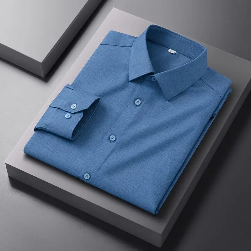 

10XL Fits126 Kg Wool Modal White Shirt Men's Long Sleeved Thickened Casual Long Sleeve Man Shirt Plus Size Big and Tall Business