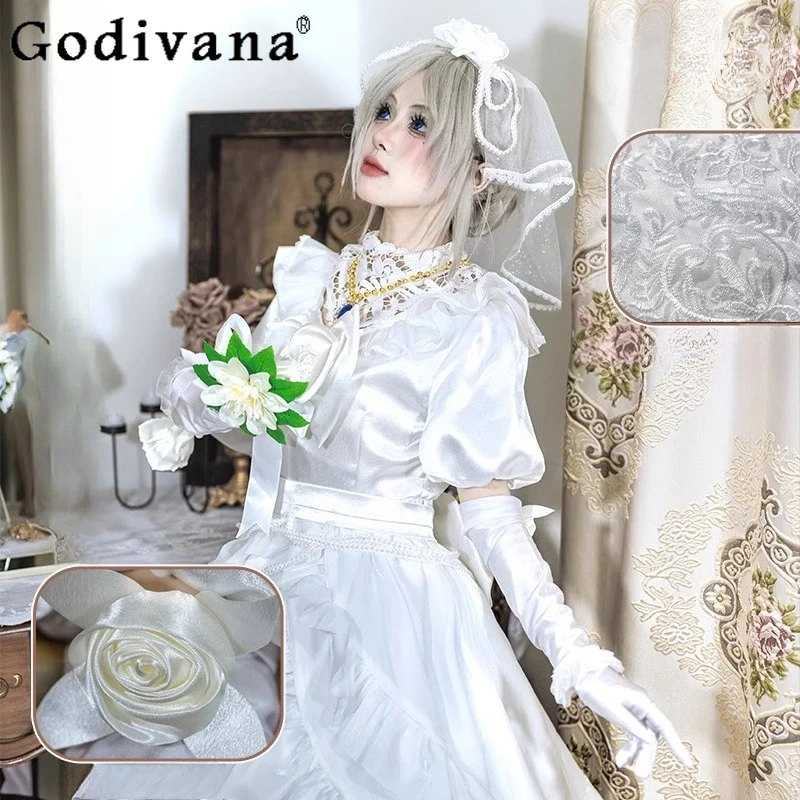 유행 역할 놀이 의상 드레스 여성 블러디 퀸 메리 웨딩 드레스 할로윈 크리스마스 축제 파티 드레스