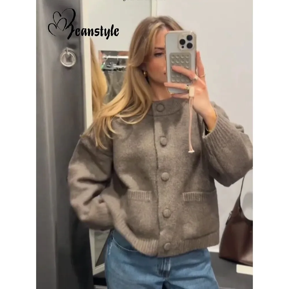 

Повседневный вязаный свитер женский уличный однобортный на Cleanfit Sle зимняя верхняя одежда женское пальто Faion ort