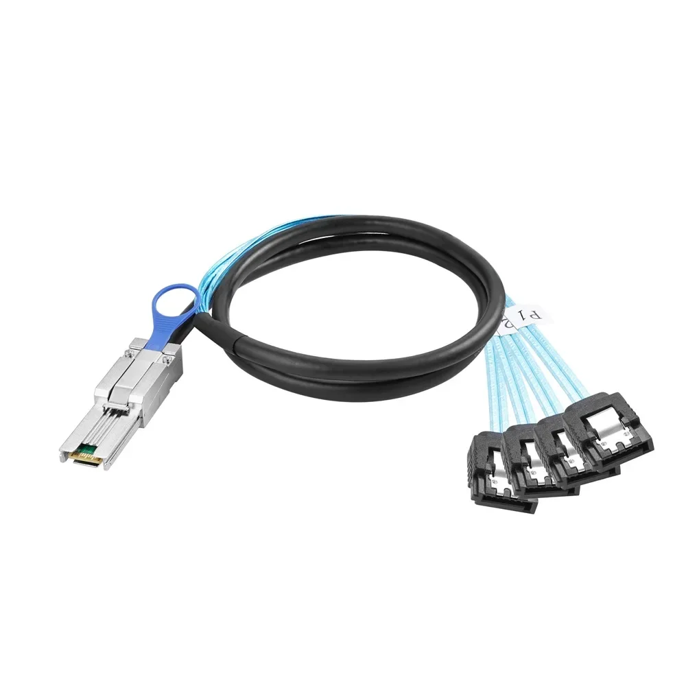 1M Mini SAS 26Pin SFF-8088 Male to 4 SATA 7Pin Female Hard Disk Splitter Adapter Data Cable Server Storage Array Computer