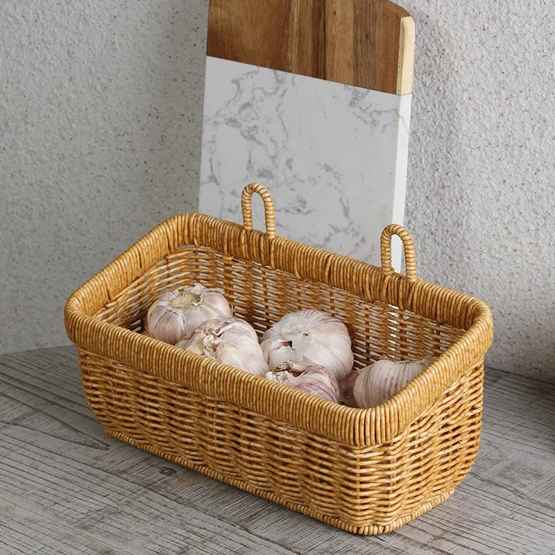 Wall Hanging Storage Basket Container Decorative Basket Hand Woven Kitchen Storage Basket for Garden Flower Pot Living Room