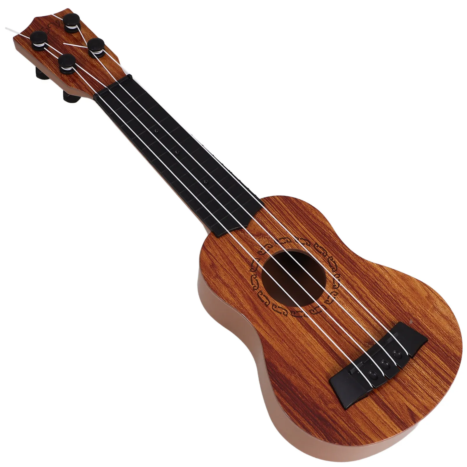 Black Double Arc Simulated Ukulele Musical Instrument for Kids Early Education Color Recognition Brain Development Birthday Gift