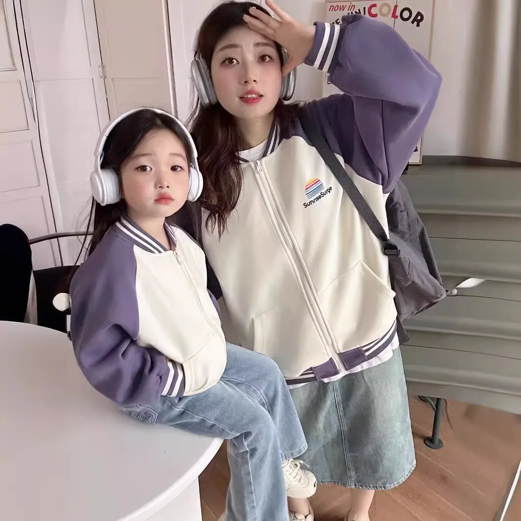 

Mom and Daughter Son Matching Jacket For Family Clothes Korean Style Mother and Baby Girl Boy Coat Spring Parent-child Clothing