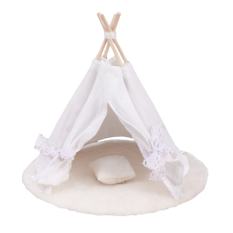 Creative Miniature Camping Tent for Dollhouses White Paintable Accessory Enhances Imagination in Kids Daily Use