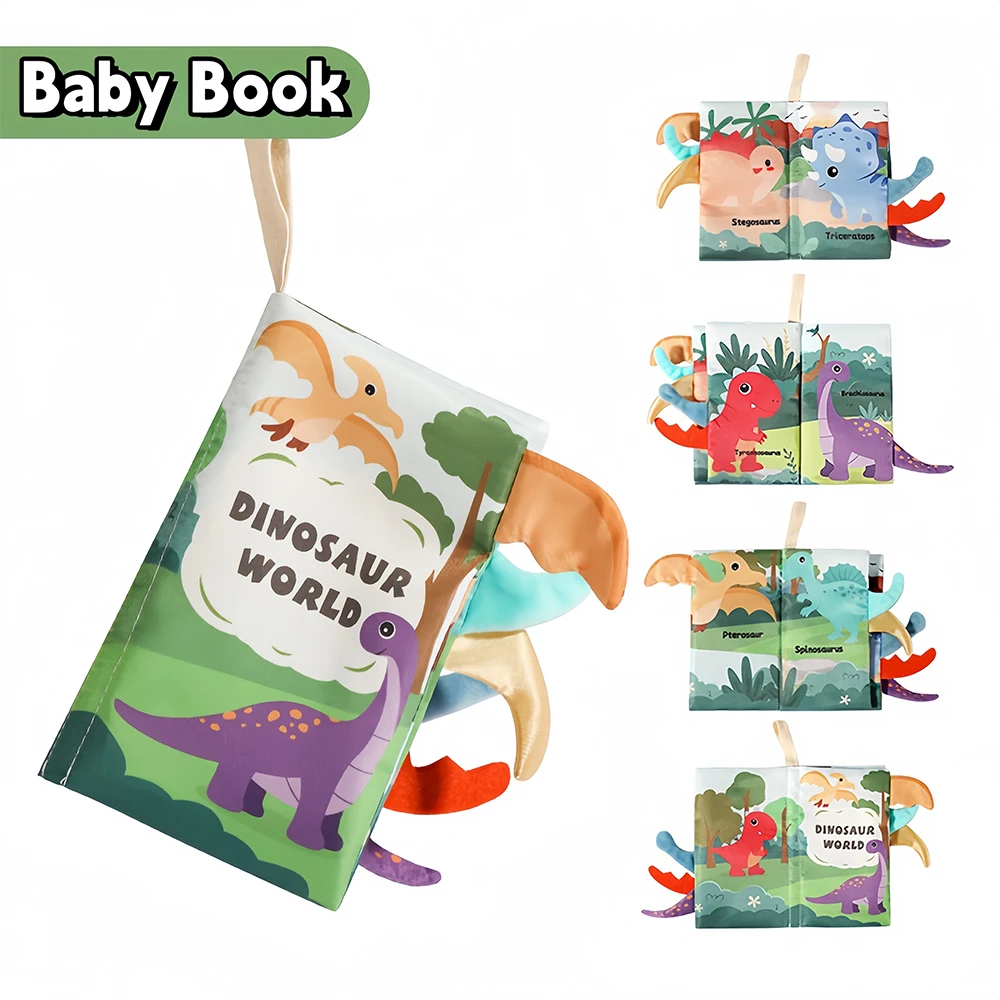 Animal Dinosaur Tail Cloth Book Ringing Paper Color Puzzle Enlightenment Early Education Baby Toy Children\'s Gift