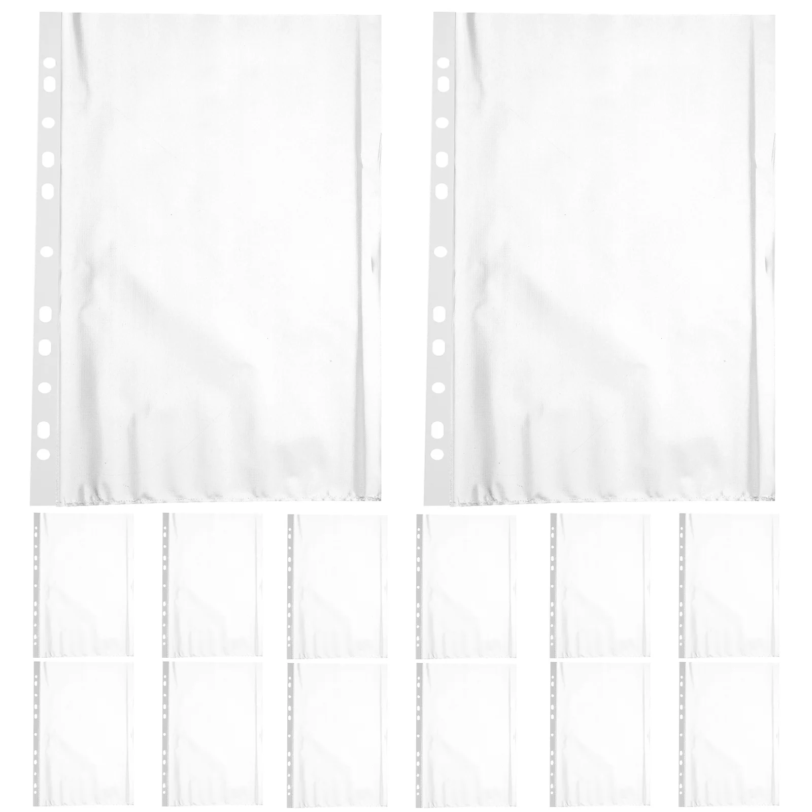 

200pcs A4 Punched Poly Pockets Clear Strong File Protectors For Office School Documents Photo Storage Binder Folders