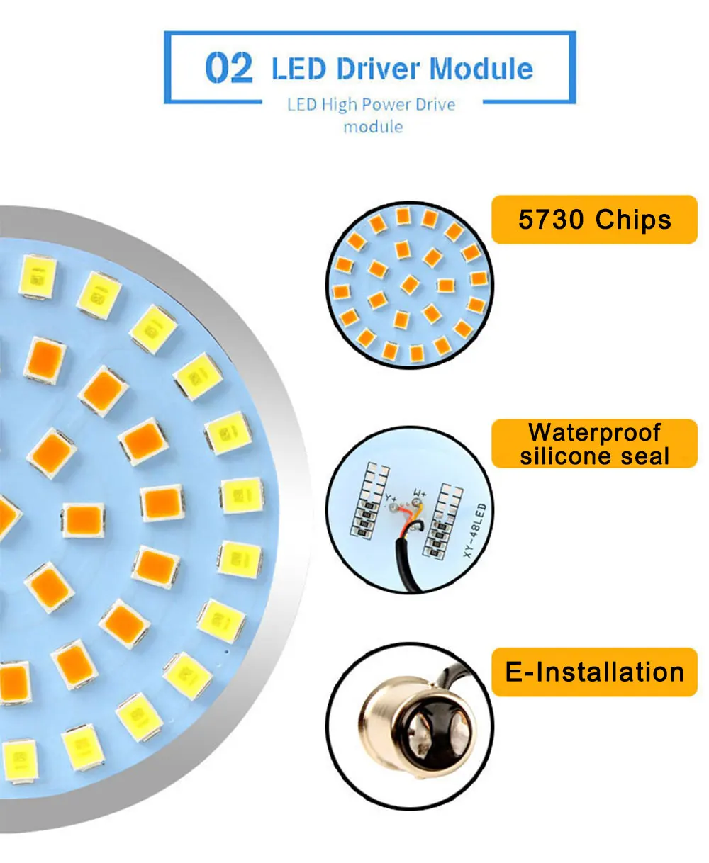 1PC Bullet Style 1156 1157 White Amber Dual-color LED Turn Signal Light Bulbs For Harley Davidson Softail Dyna Road Motorcycles image 4