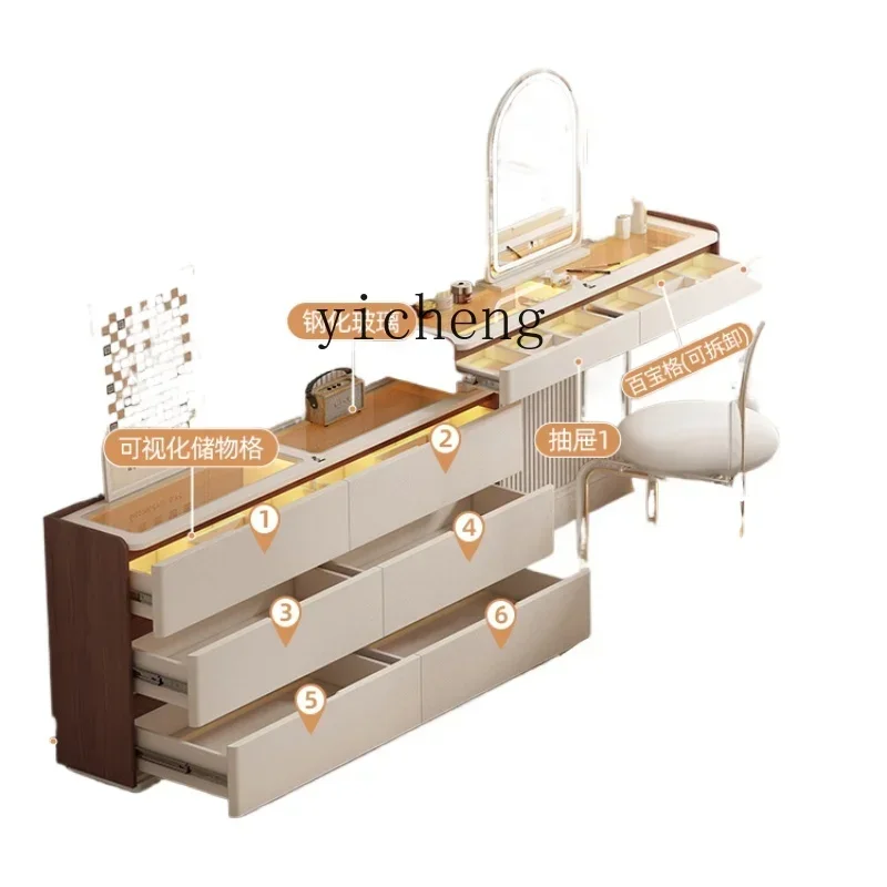 

ZZZTQH light luxury corner dressing cabinet makeup table room countertop with lamp storage integrated makeup table