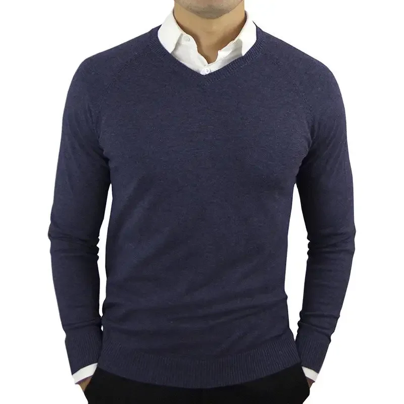 LIBIELIY 2025 High Quality New Fashion Brand Woolen Knit Pullover V Neck Sweater Black For Men Autum Winter Casual Jumper Men Cl