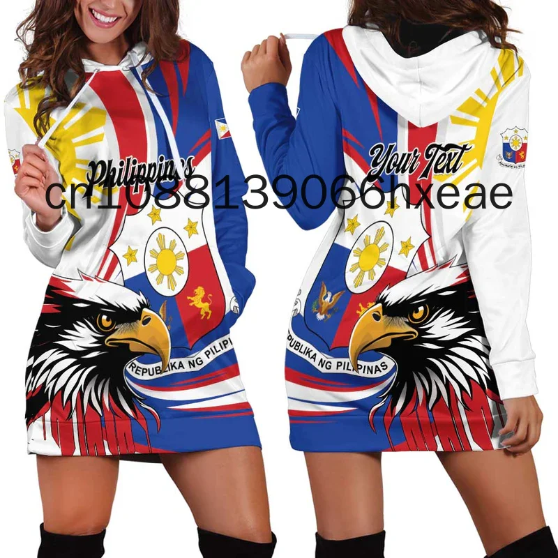フィリピン国旗 3d 女性パーカードレスカスタム名レトロ原宿 3d プリント旗プルオーバーカジュアルセクシーな女性パーカードレス