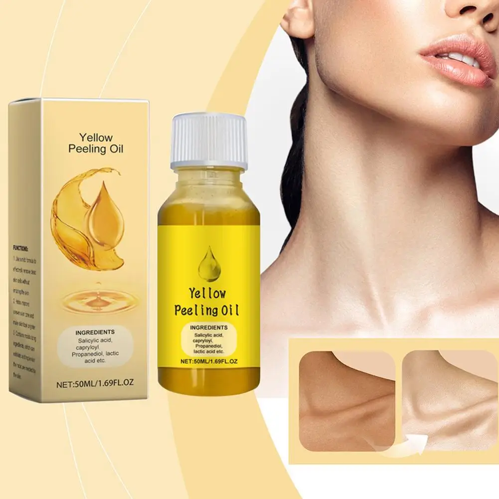 50ml Yellow Peeling Oil Plant Essential Bleaching Lighten Elbows Knee Hands Brightening Skin Tone Facial Body Massage Oil