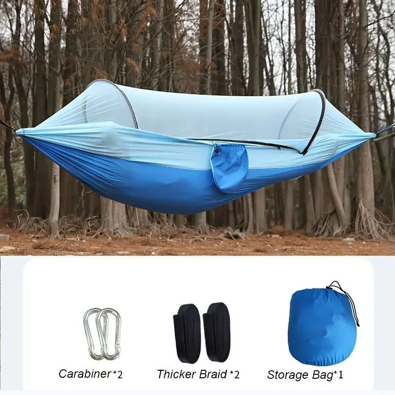 

Automatic mosquito net, hammock, outdoor anti rollover double camping artifact with mosquito net, home swing, hammock, nylon