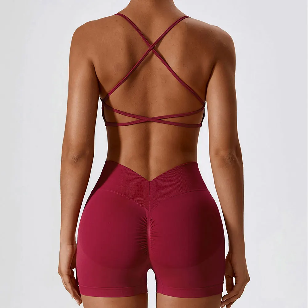 Seamless Yoga Set Gym Suits With Shorts Crop Top Sport Bra Women's Tracksuit Shorts 2PCS Running Workout Outfit Fitness Clothing