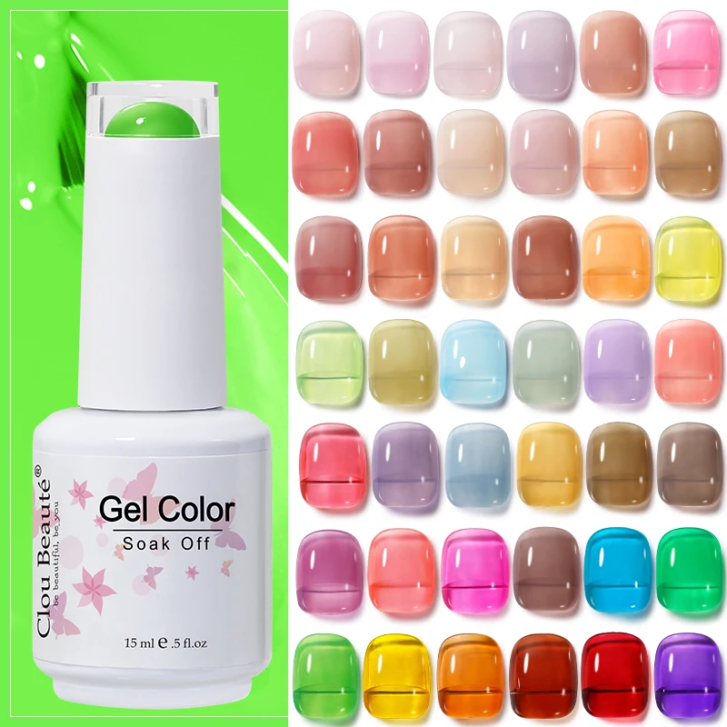 Clou Beaute 15ML Jelly Nude Nail Gel Polish Translucent Summer Varnish Camouflage Soak Off Semi Permanent Manicure 44 Colors