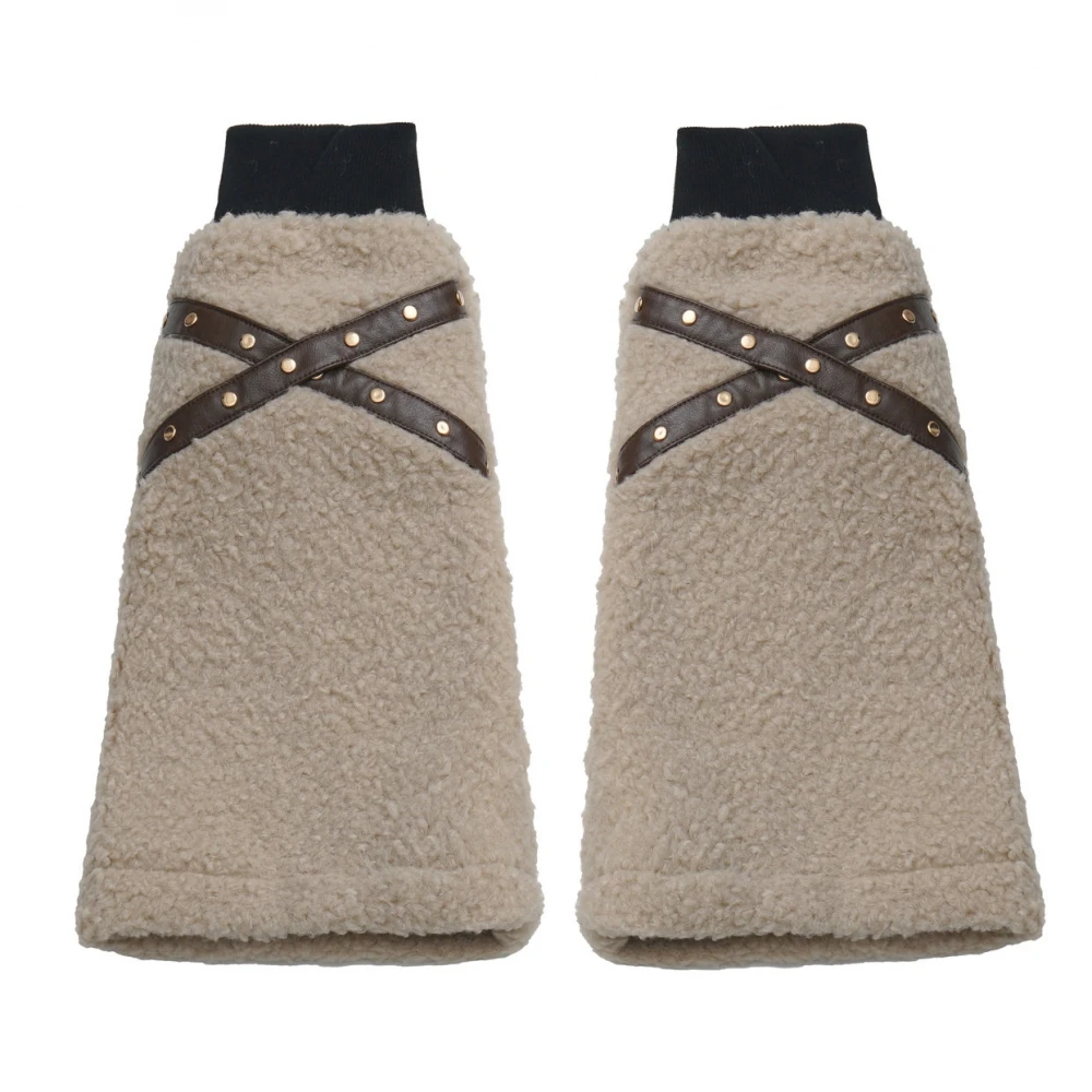 Original Punk Winter Warm Plush Jacket College Style Student Sweet Cool Fashion Faux Fur Coat Irregular Skirt Top Leg Warmers