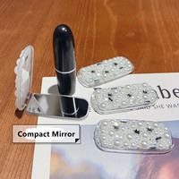 Premium Pearl & Rhinestone Mirror Phone Holder Universal for iPhone/Samsung/Google/Xiaomi | Multi-Function Adhesive Back Stand