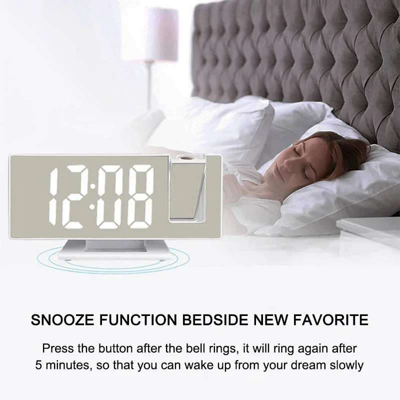 

Bedroom On Dual Clock Alarm Mute Digital Ceiling Temperature With Bedside Electronic Projection Time Projector LED Loud