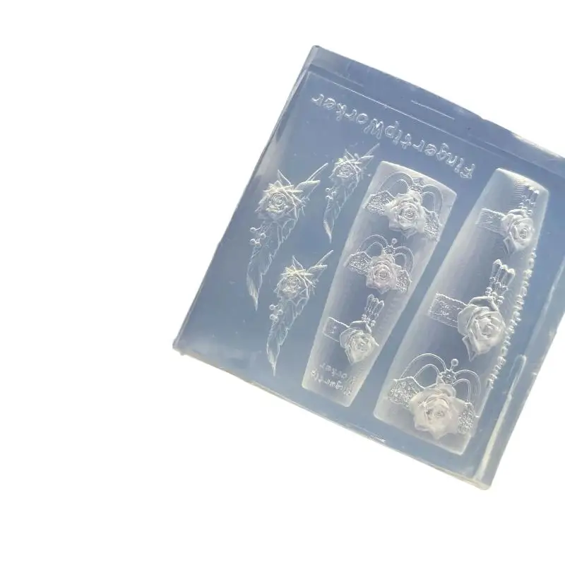 New3D Silicone Nail Mold Rose Bow Feather Skull Ribs Nail Template Diy Nail Art Decor For Nail Charms view 6