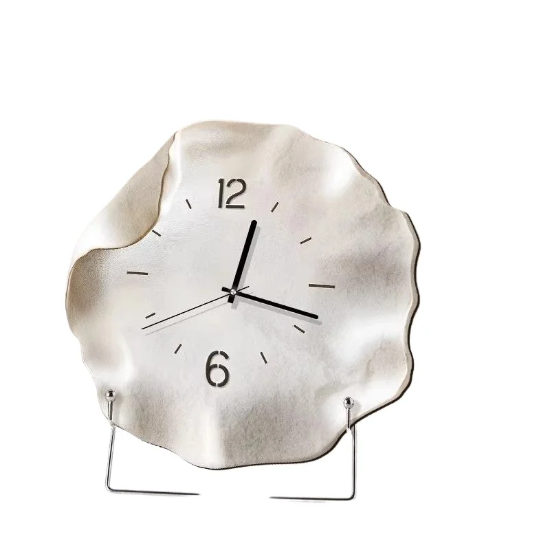 Cream wind clock desktop placement, living room entrance clock-style creative table mute clock
