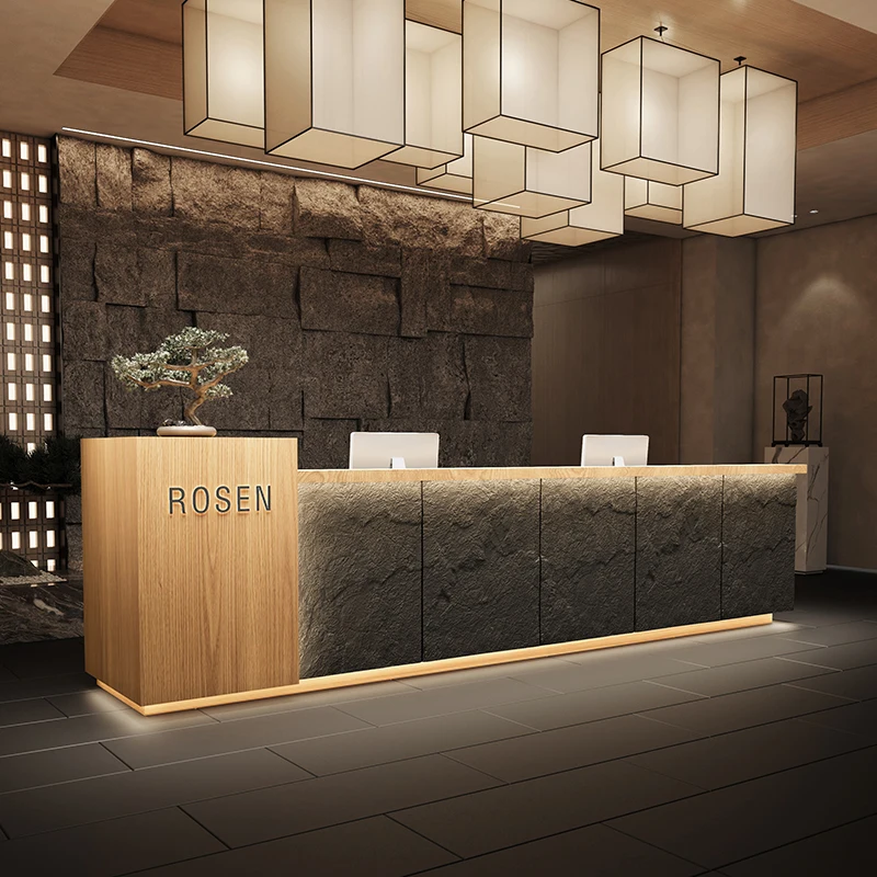 تخزين مكتب الاستقبال مكتب الاستقبال الحلاق صالون تجميل مكاتب الاستقبال الحديثة الكلاسيكية طويلة أثاث الاستقبال Mostrador