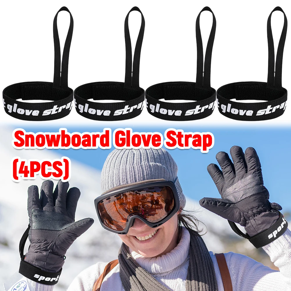 4 pezzi cinturino per guanti da snowboard cinturino da polso elastico per guanti da sci supporto per guinzaglio per campeggio sci attività all'aperto
