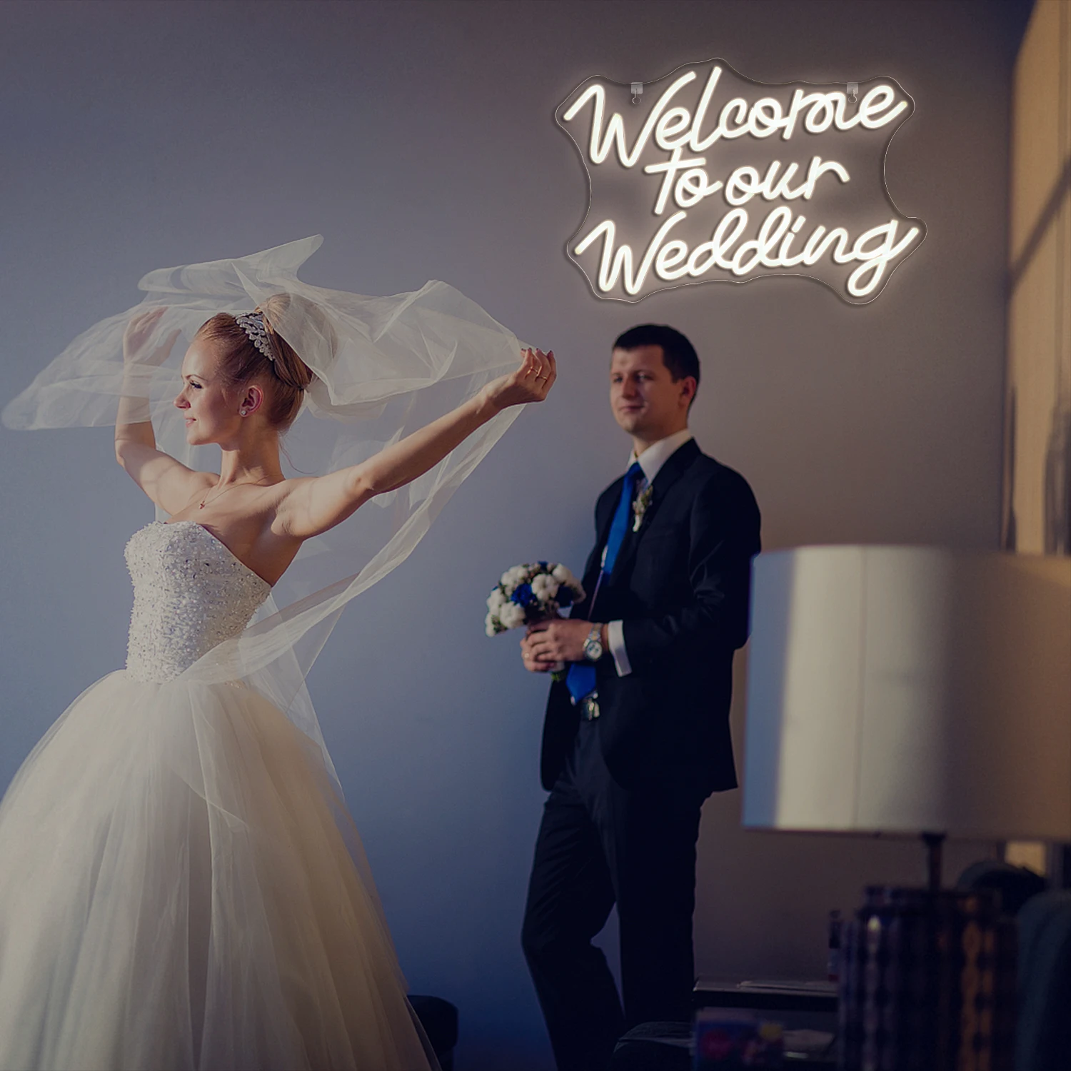 Welcome to Our Wedding Dimmable Neon Sign for Wedding Backdrop Engagement Party Valentines Day Neon Light Up Signs 5V USB