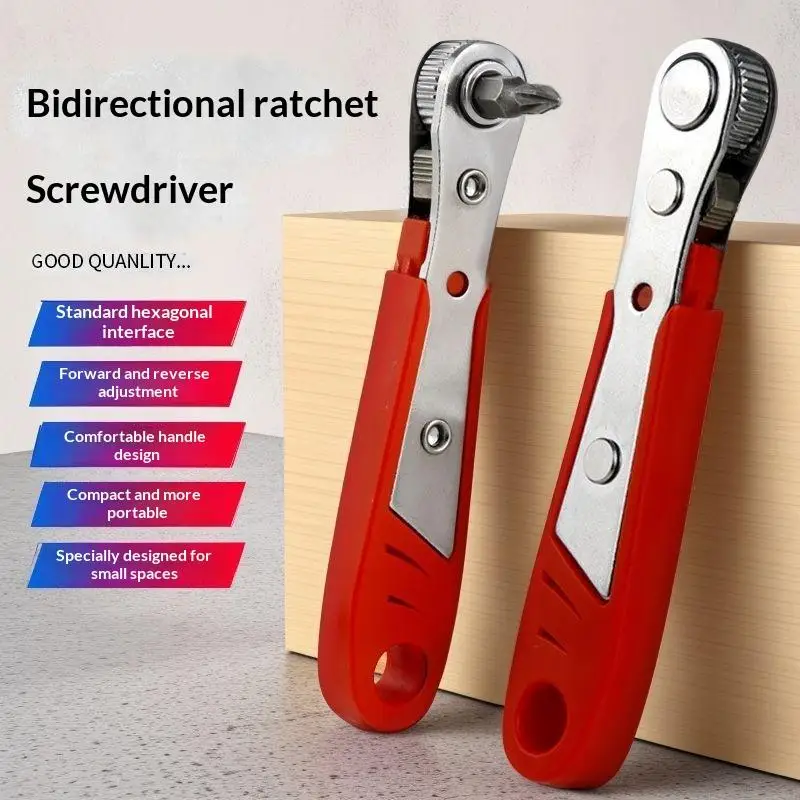 Mini Ratchet Wrench Screwdriver 1/4" Hex Quick Release Rust-proof Handle for Plumbing Repair & Home Renovation