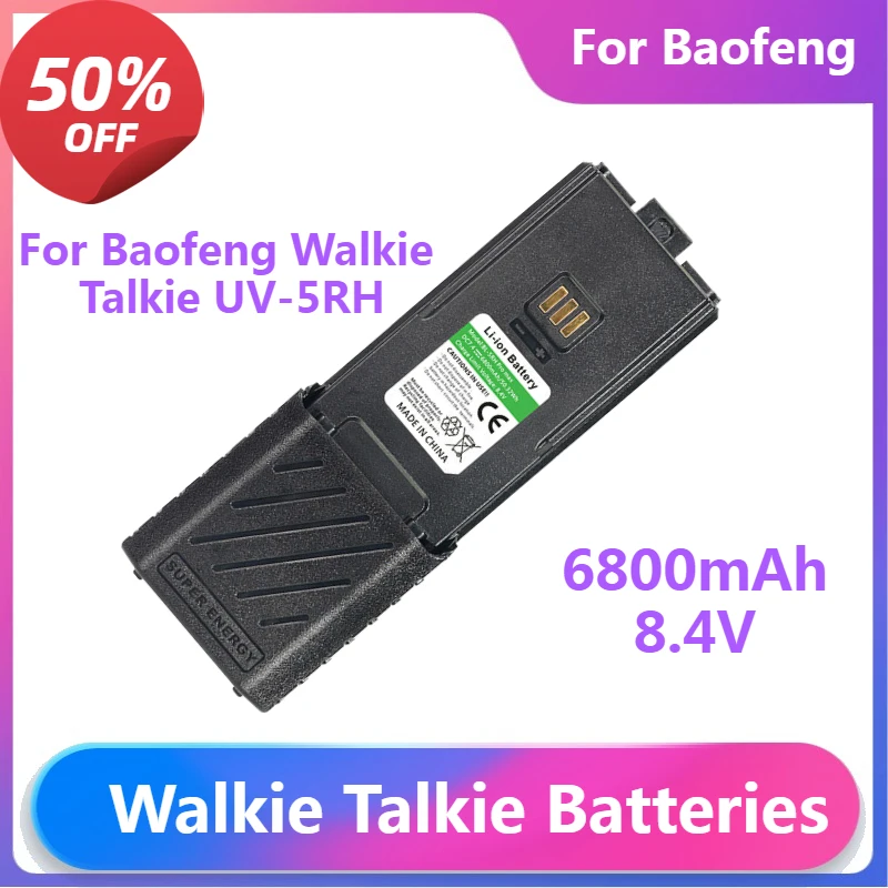 

Walkie Talkie Batteries BL-5RH for Baofeng Walkie Talkie UV-5RH BF-K5Plus UV-5RM GM-5RH AR-5RM Two Way Radios 6800mAh Battery