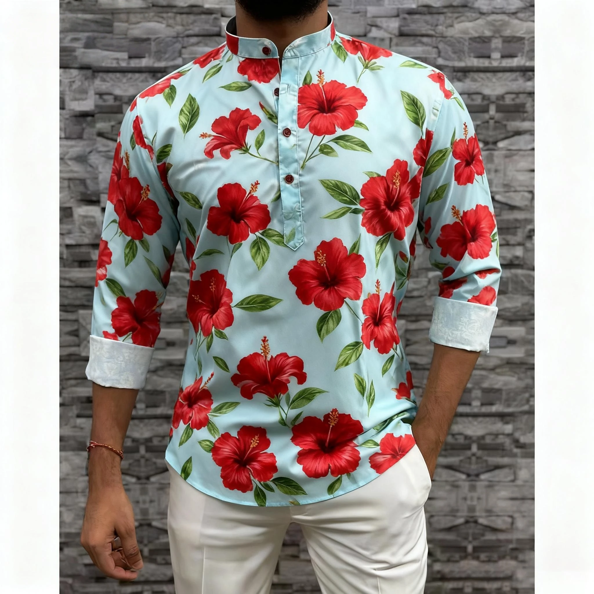 قميص مسلم قفطان دبي رداء رجالي بأكمام طويلة نمط عرقي 2026 ياقة واقفة ملابس عربية Ropa Musulmana Hombre