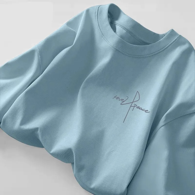 

Футболка из чистого хлопка, длинная, с принтом, в американском стиле, для пар, брендовая, пошитая на заказ, для женщин и мужчин, из-за рубежа