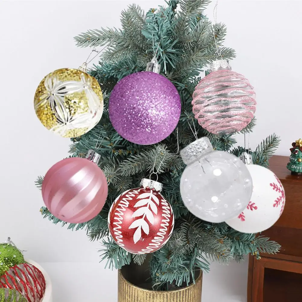 16/44Pcs Christmas Balls Ornaments Plastic Xmas Tree Hanging Ball Snowflake Sequin Hanging Ball for Holiday Home Decoration