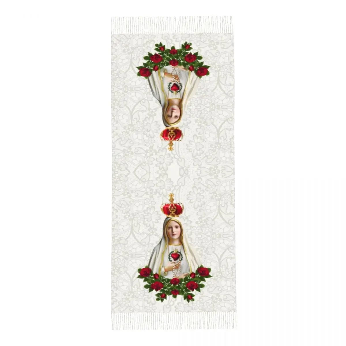 Custom Our Lady Of Fatima Virgin Mary Scarf Wrap Women Long Winter Fall Warm Tassel Shawl Portugal Rosary Catholic Scarves
