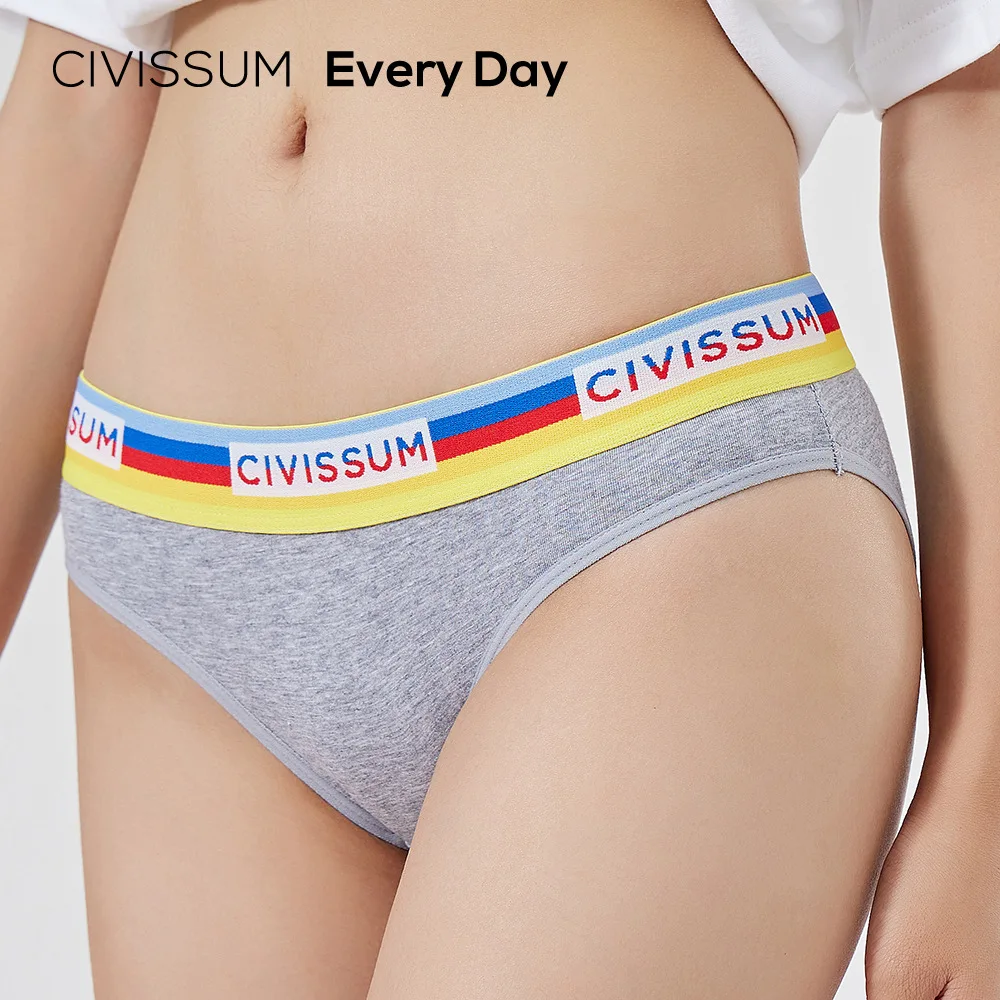 Women 100% Cotton Sexy Rainbow Panties Female Low Waist Underwear Classic Design Lingerie Girls Cute Briefs