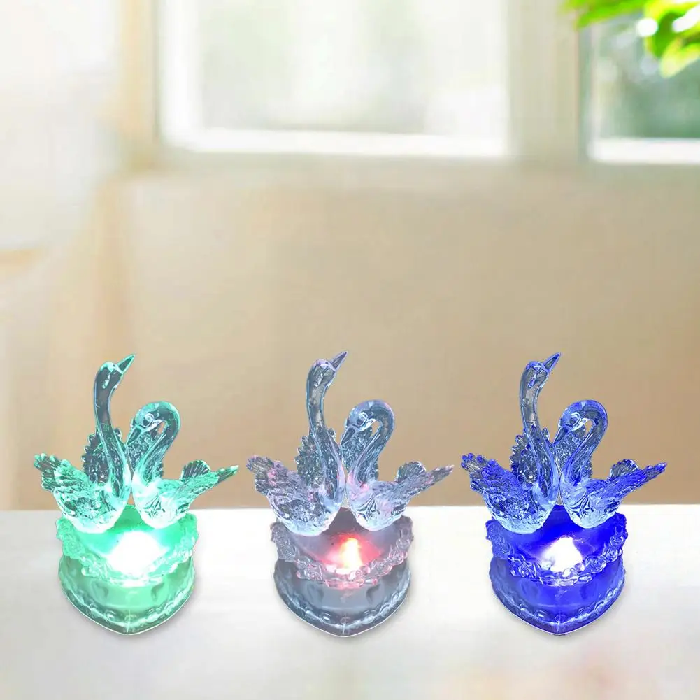 Luce notturna Lampada da notte a LED in acrilico Luce notturna a doppio cigno con luci a LED colorate Lampada da umore alimentata tramite USB Base in acrilico per camera da letto