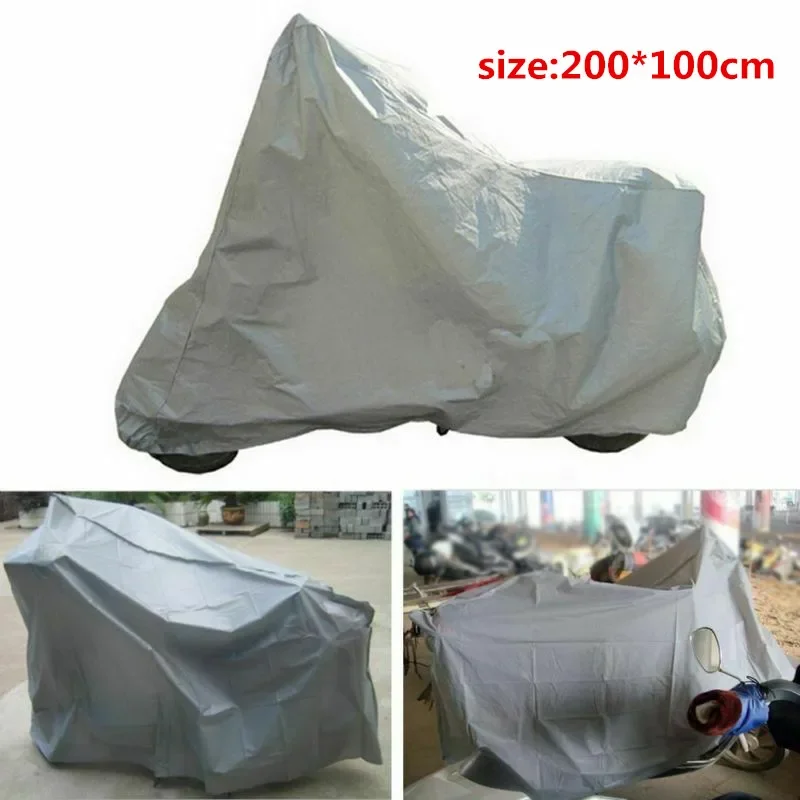 

Silver Gray Motorcycle Protective Cover 200*100cm Replacement Accessory Waterproof Bike Scooter Rain&Dust UV Proof