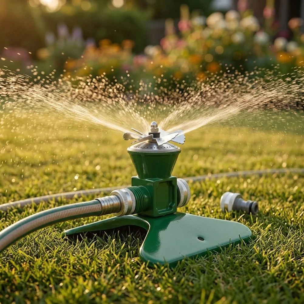 360 Degree Rotating Automatic Sprinkler With Tripod Base Garden Lawn Sprinkler Yard Water Sprinkler Irrigation Sprayer