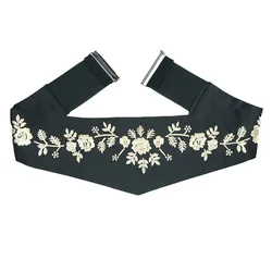 Chinese Tradtional Embroidery Flower Fabric Elastic Waistbands Women Elegant Wide Strechy Waist Belts Embroider Cinturon Flores