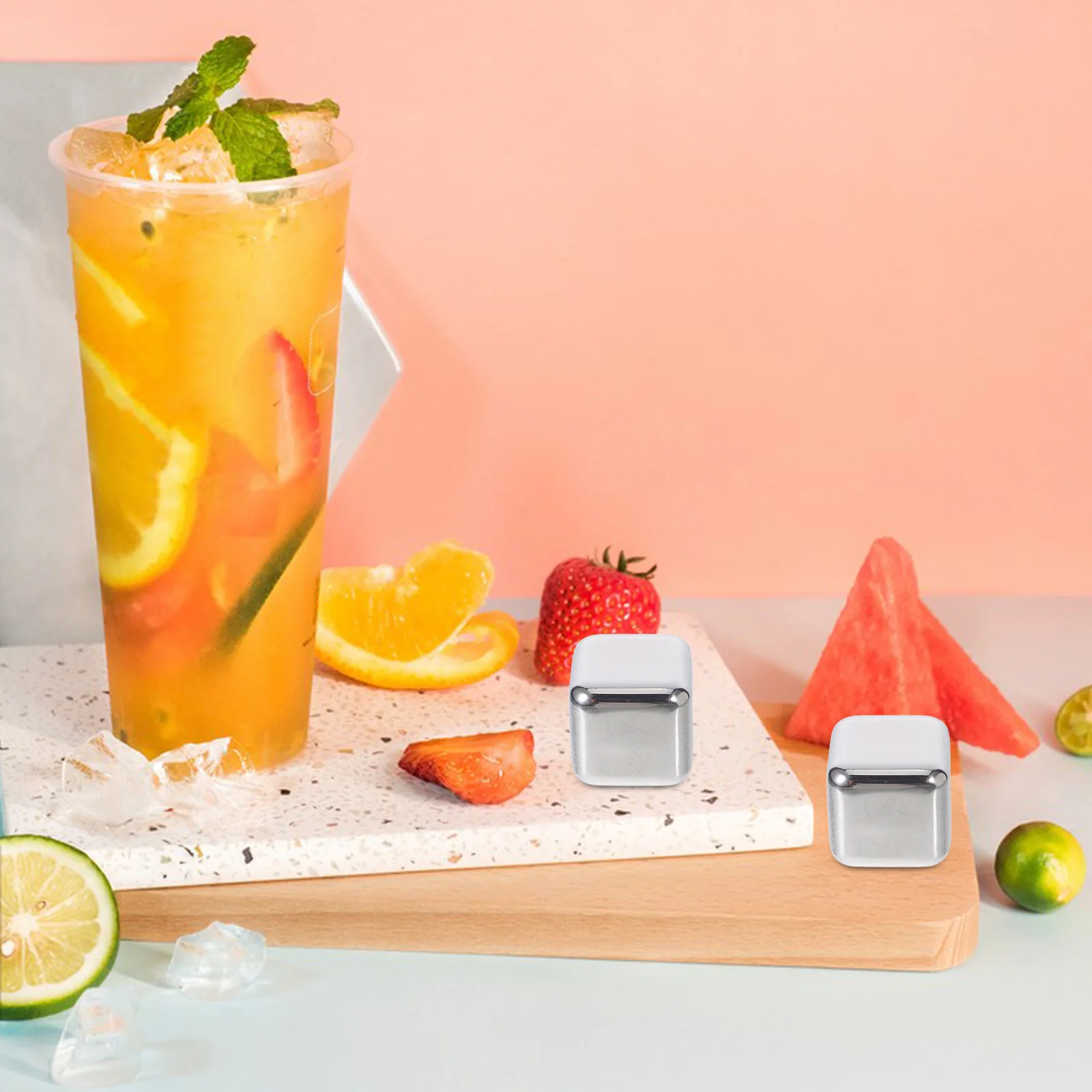 

6Pcs Stainless Steel Whiskey Stones Reusable Metal Ice Cubes Chilling Rocks for Wine Party Home Bar Accessories