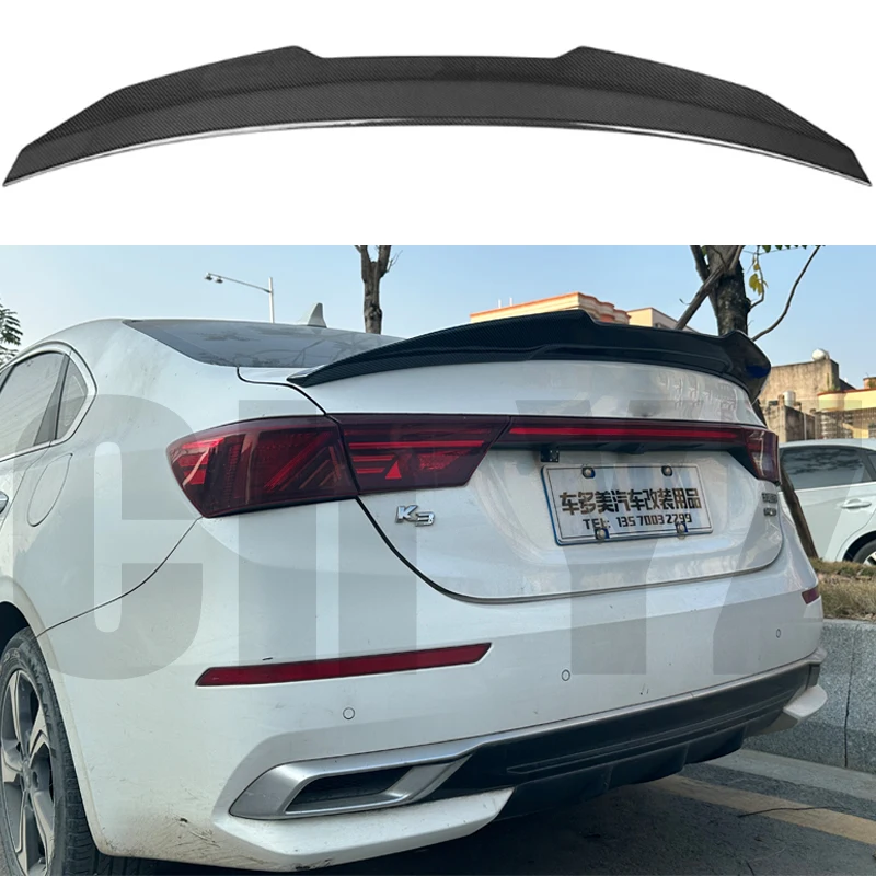 

Trunk Boot Lid Duck Tail Lip Spoiler Wings For Kia K3 Cerato Forte Sport GT 2019 2020 2021 Real Carbon Fiber PSM Rear Spoiler