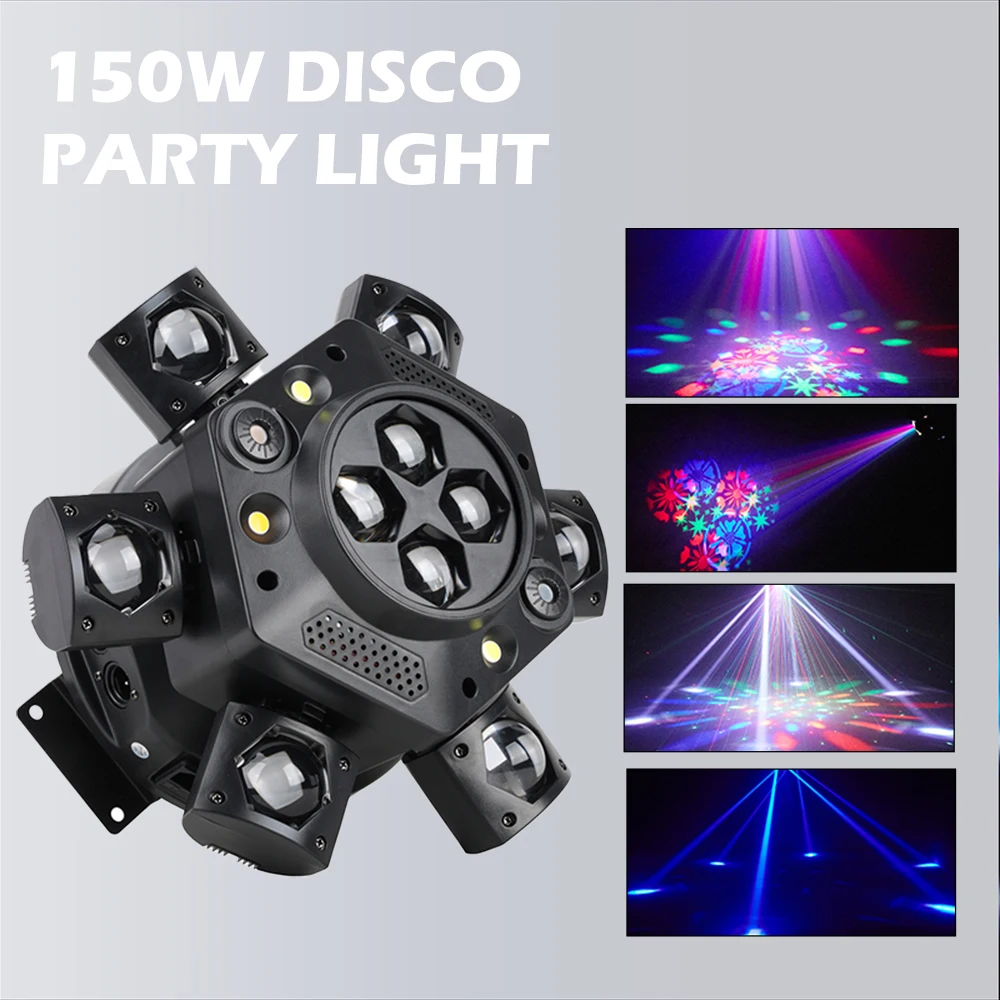 

150 Вт Moving Head DJ Light Пульт дистанционного управления 6 кронштейнов Bee-Eyes Mini Beam RGBW Disco Party Lights DMX512 Эффект сцены для клубных мероприятий