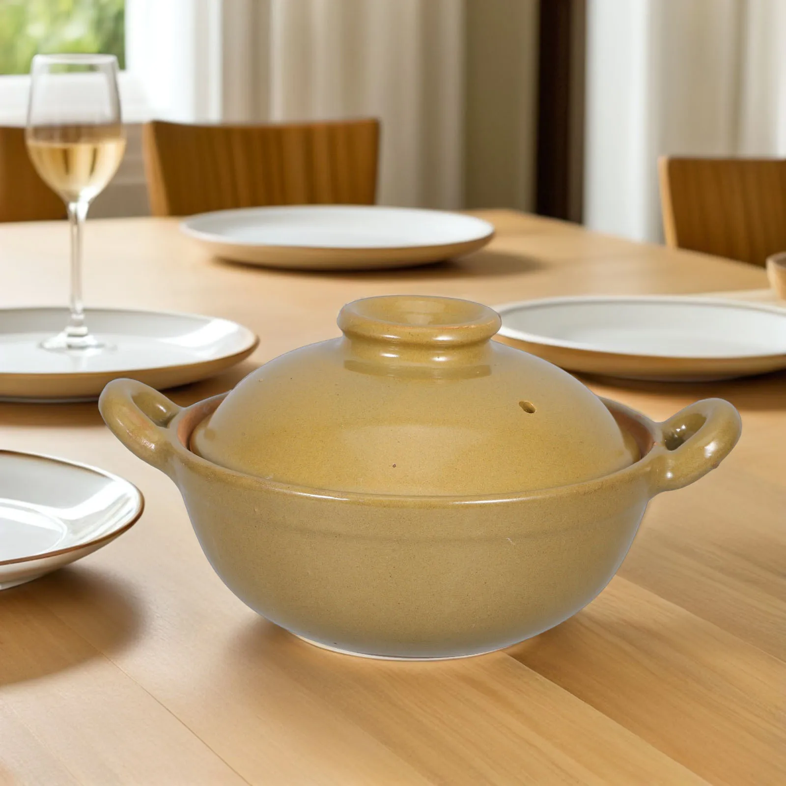 

Kitchen Casserole Pottery Clay Stew Pot High Temperature Resistant Stable Heating Easy Clean Casserole Pot