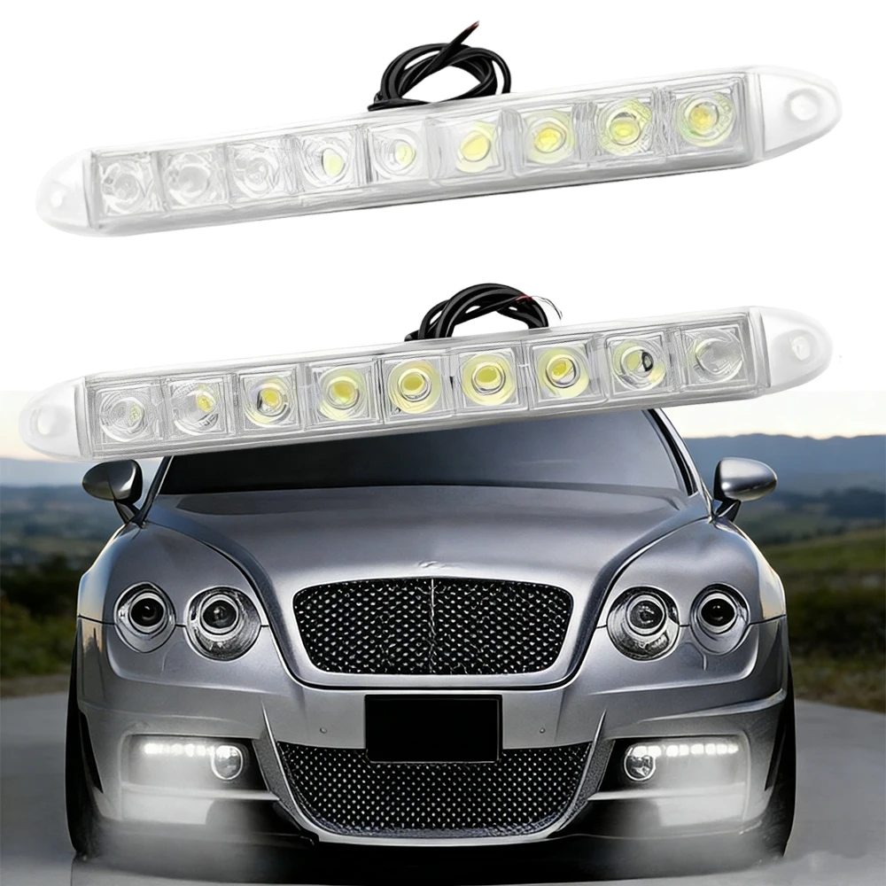 

2pcs Daytime Running Light Universal Fog High Beam Car DRL White Car Strip Light Driving Fog Daytime Running Light