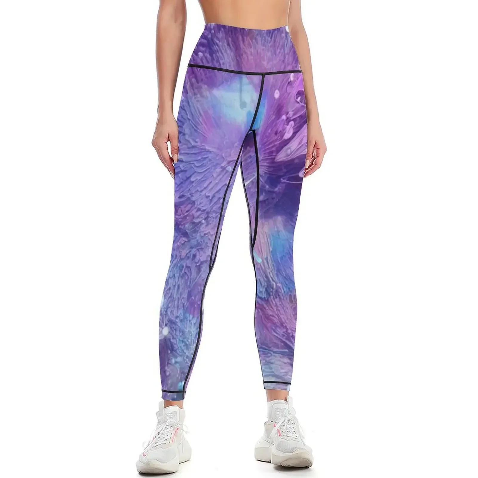 Blue and Purple Abstract Art Leggings Women's sports gym pants Women's fitness gym clothing Womens Leggings